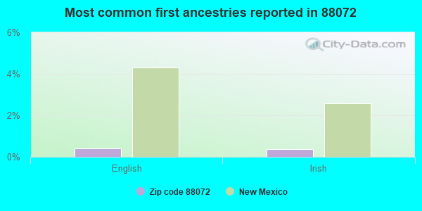 Most common first ancestries reported in 88072