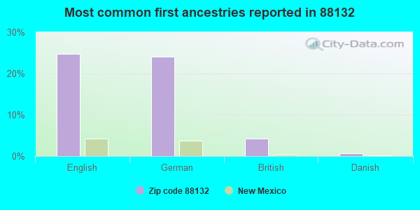 Most common first ancestries reported in 88132