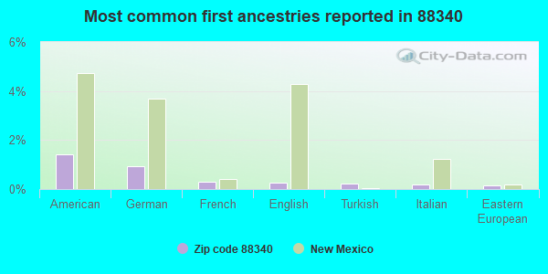 Most common first ancestries reported in 88340