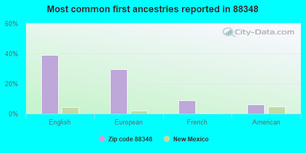 Most common first ancestries reported in 88348