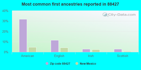 Most common first ancestries reported in 88427