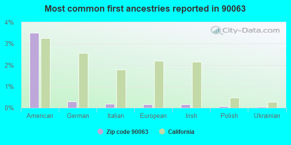 Most common first ancestries reported in 90063