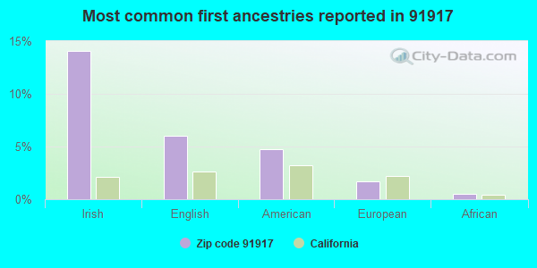 Most common first ancestries reported in 91917