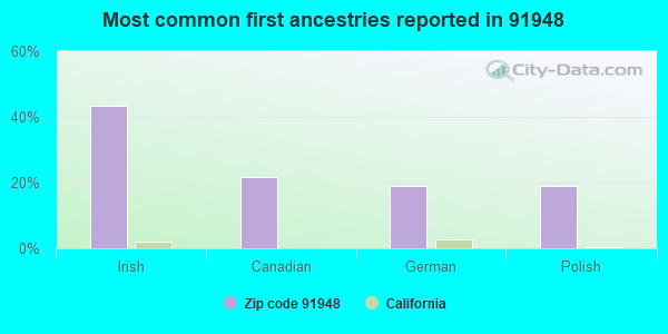 Most common first ancestries reported in 91948