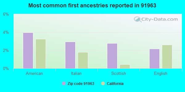 Most common first ancestries reported in 91963