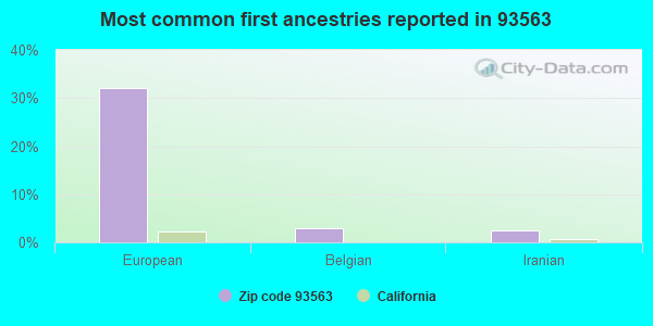 Most common first ancestries reported in 93563