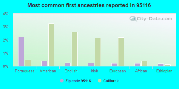 Most common first ancestries reported in 95116