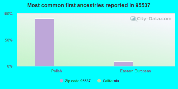 Most common first ancestries reported in 95537