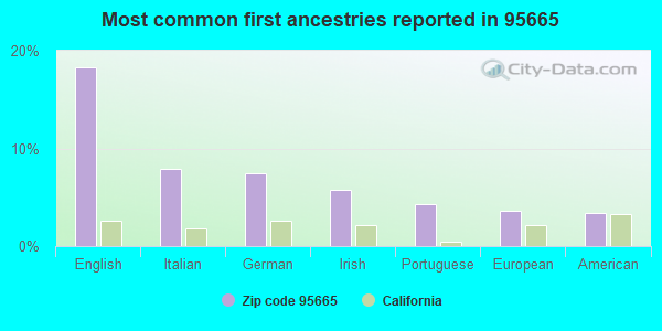 Most common first ancestries reported in 95665