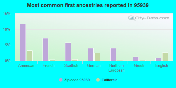 Most common first ancestries reported in 95939