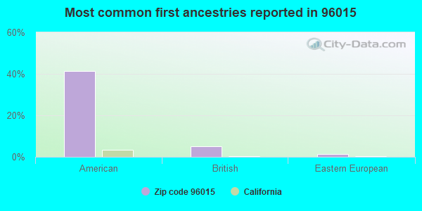 Most common first ancestries reported in 96015