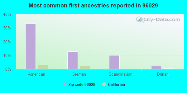 Most common first ancestries reported in 96029