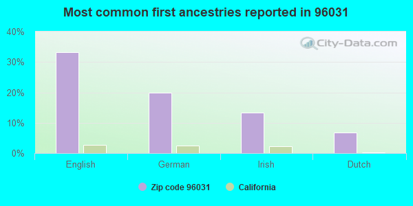 Most common first ancestries reported in 96031