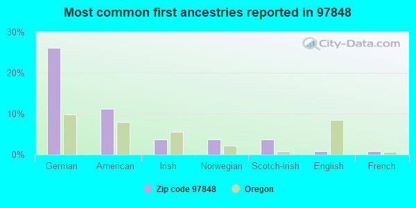 Most common first ancestries reported in 97848