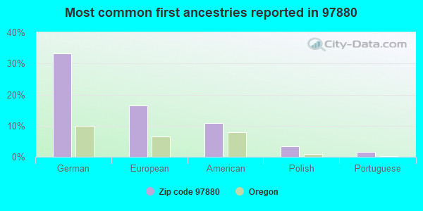 Most common first ancestries reported in 97880