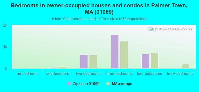 Bedrooms in owner-occupied houses and condos in Palmer Town, MA (01069) 