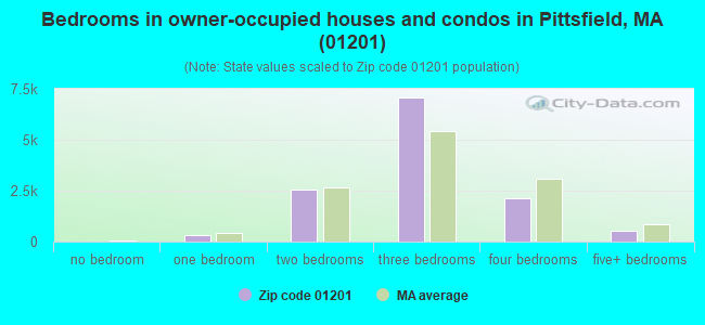 Bedrooms in owner-occupied houses and condos in Pittsfield, MA (01201) 