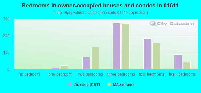Bedrooms in owner-occupied houses and condos in 01611 
