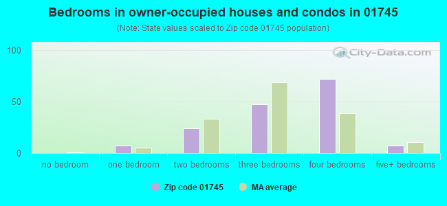 Bedrooms in owner-occupied houses and condos in 01745 