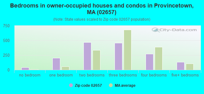 Bedrooms in owner-occupied houses and condos in Provincetown, MA (02657) 