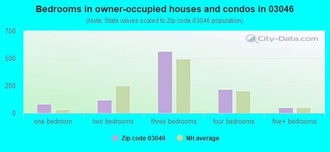 Bedrooms in owner-occupied houses and condos in 03046 