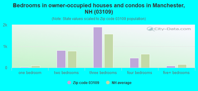 Bedrooms in owner-occupied houses and condos in Manchester, NH (03109) 