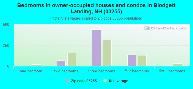 Bedrooms in owner-occupied houses and condos in Blodgett Landing, NH (03255) 