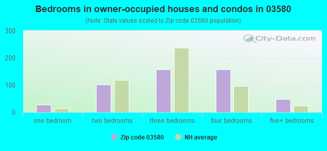 Bedrooms in owner-occupied houses and condos in 03580 