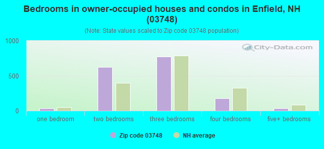 Bedrooms in owner-occupied houses and condos in Enfield, NH (03748) 