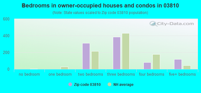 Bedrooms in owner-occupied houses and condos in 03810 