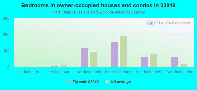 Bedrooms in owner-occupied houses and condos in 03849 