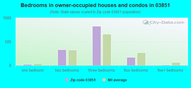 Bedrooms in owner-occupied houses and condos in 03851 