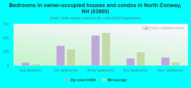 Bedrooms in owner-occupied houses and condos in North Conway, NH (03860) 