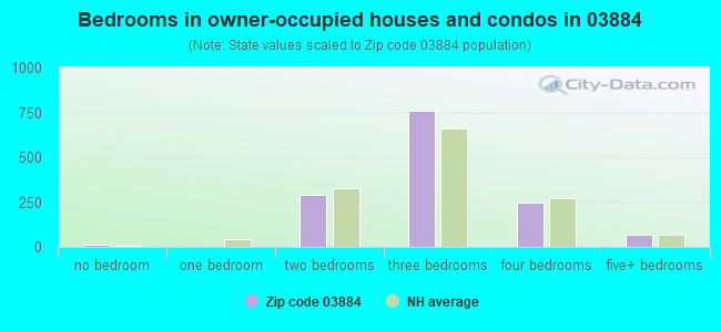 Bedrooms in owner-occupied houses and condos in 03884 