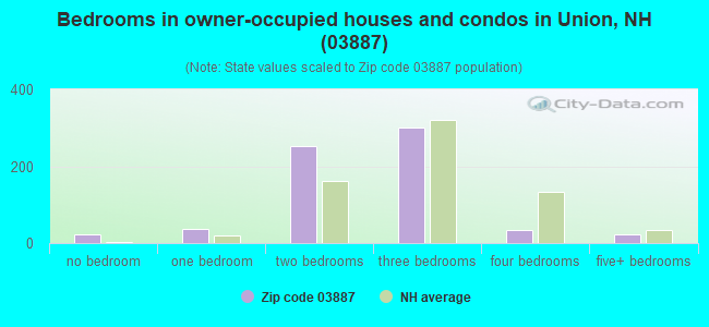 Bedrooms in owner-occupied houses and condos in Union, NH (03887) 