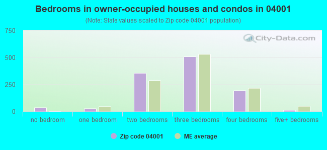 Bedrooms in owner-occupied houses and condos in 04001 