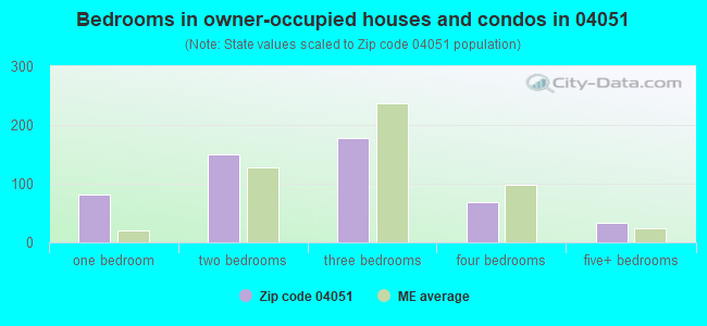 Bedrooms in owner-occupied houses and condos in 04051 