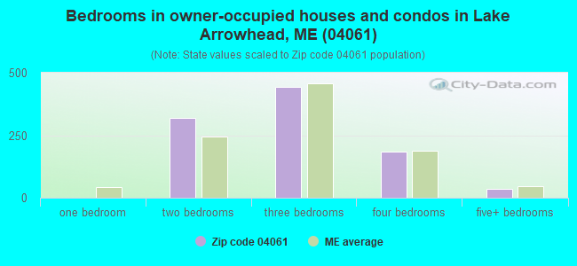 Bedrooms in owner-occupied houses and condos in Lake Arrowhead, ME (04061) 