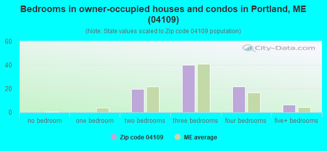 Bedrooms in owner-occupied houses and condos in Portland, ME (04109) 