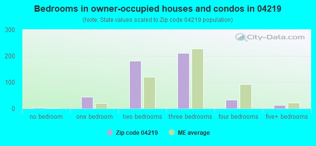 Bedrooms in owner-occupied houses and condos in 04219 