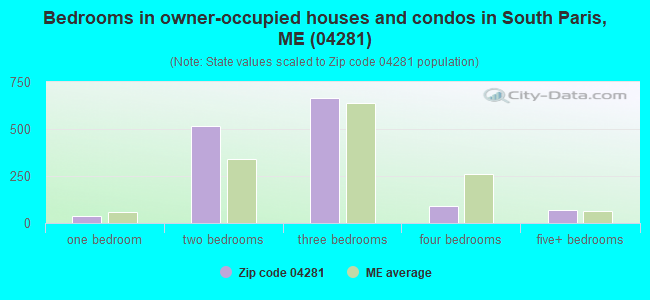 Bedrooms in owner-occupied houses and condos in South Paris, ME (04281) 