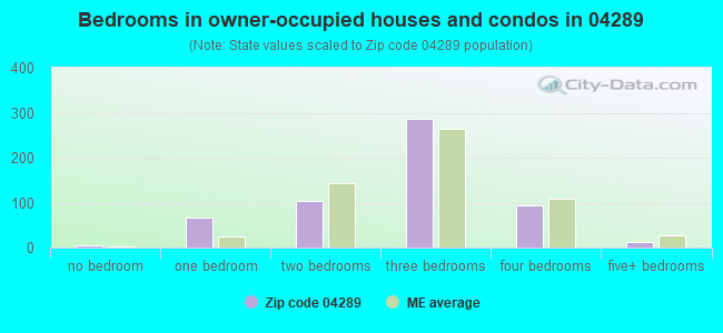 Bedrooms in owner-occupied houses and condos in 04289 