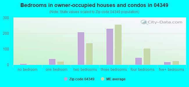 Bedrooms in owner-occupied houses and condos in 04349 