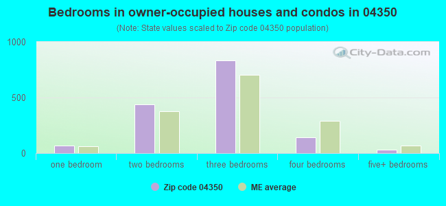 Bedrooms in owner-occupied houses and condos in 04350 