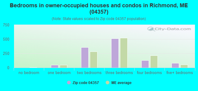 Bedrooms in owner-occupied houses and condos in Richmond, ME (04357) 
