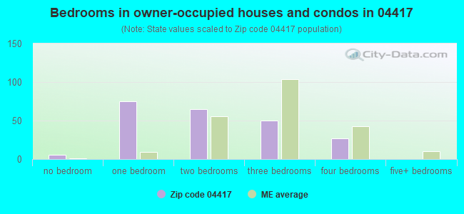 Bedrooms in owner-occupied houses and condos in 04417 