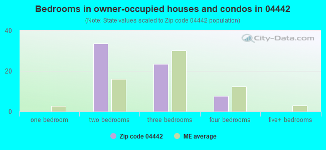 Bedrooms in owner-occupied houses and condos in 04442 