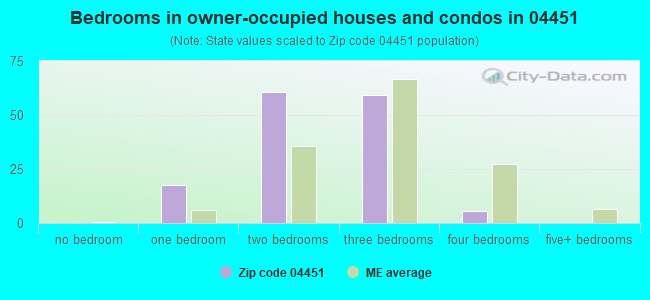 Bedrooms in owner-occupied houses and condos in 04451 