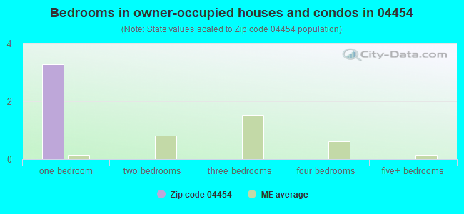 Bedrooms in owner-occupied houses and condos in 04454 