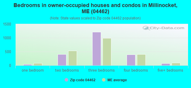 Bedrooms in owner-occupied houses and condos in Millinocket, ME (04462) 